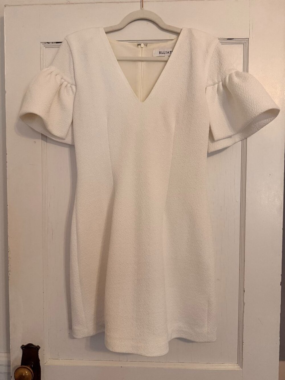 Elliatt White Boucle Bell Sleeved Mini Dress